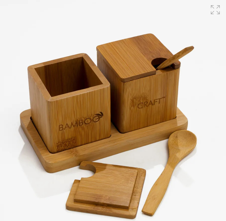 BambooCraft Premium Finished Double-Dip Condiment Jar - Image 1