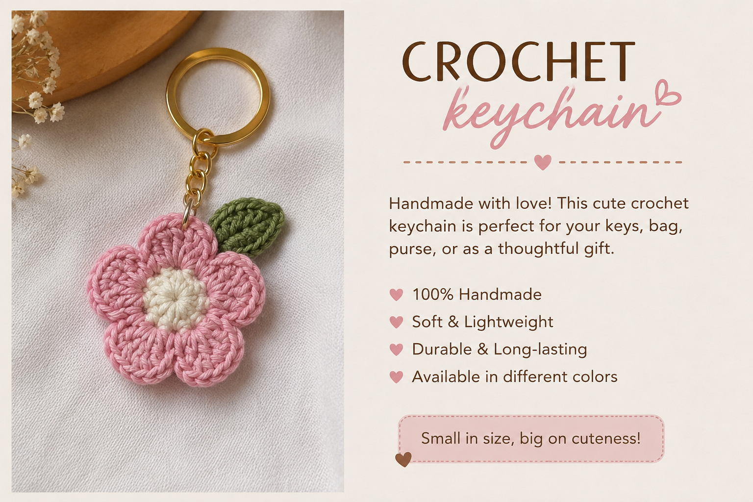 Handmade Crochet Flower Keychain