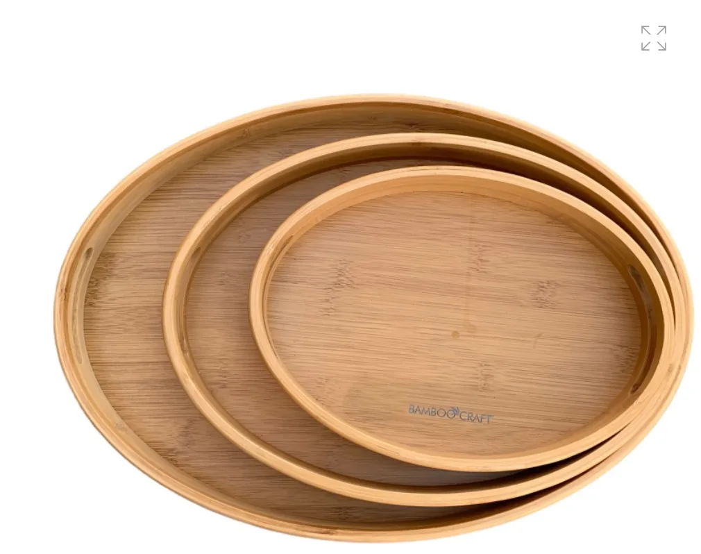 BambooCraft 3 Piece Oval Shaped Serving Tray - Image 1