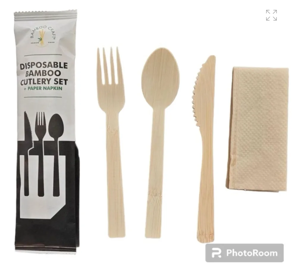 BambooCraft 100% Bamboo Heavy Duty Compostable Cutlery (Fork and SpoonOnly) - Image 1